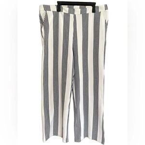 Masseys white w/black stripes polyester/cotton/spandex knit wide leg pant sz 22W